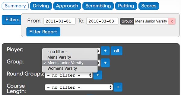 group report filters